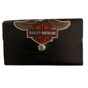 Vintage Harley Davidson Genuine Leather Wallet Black Bar and Shield